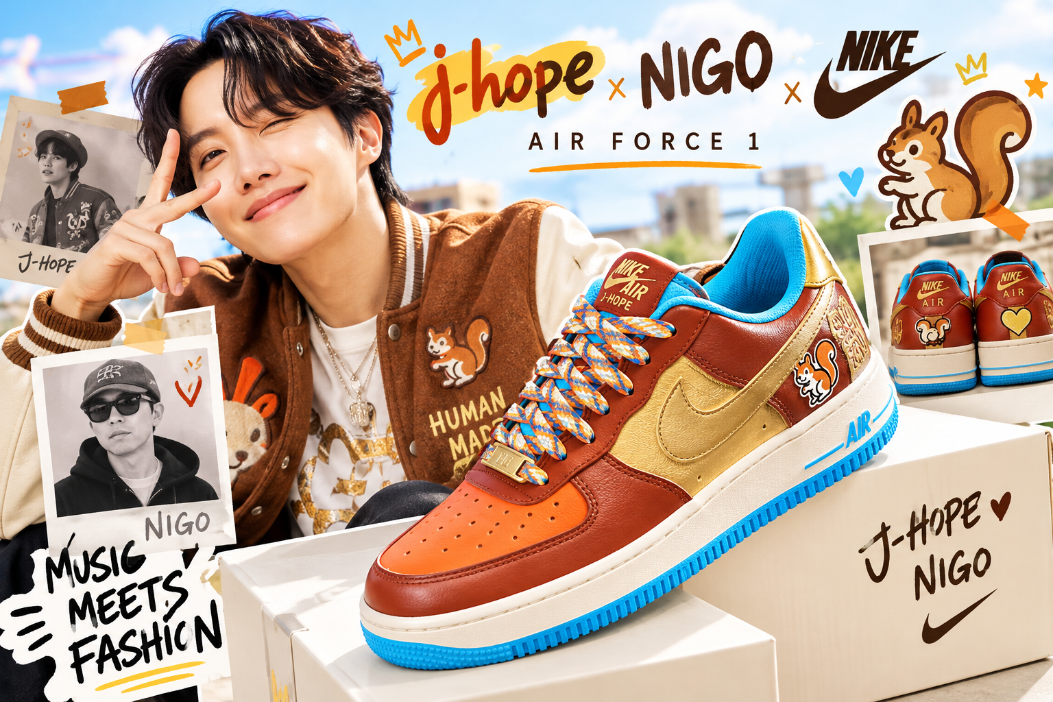 BTS J-Hope x NIGO x Nike Air Force 1: Design, Release Date