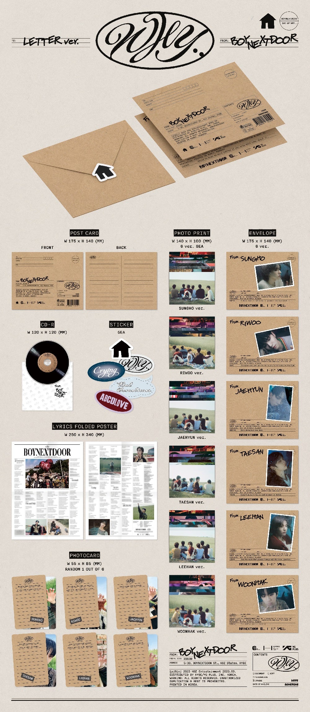 BOYNEXTDOOR 1st EP『WHY．．』 シリアル　6枚 BOYNEXTDOOR - WHY 1st EP Album