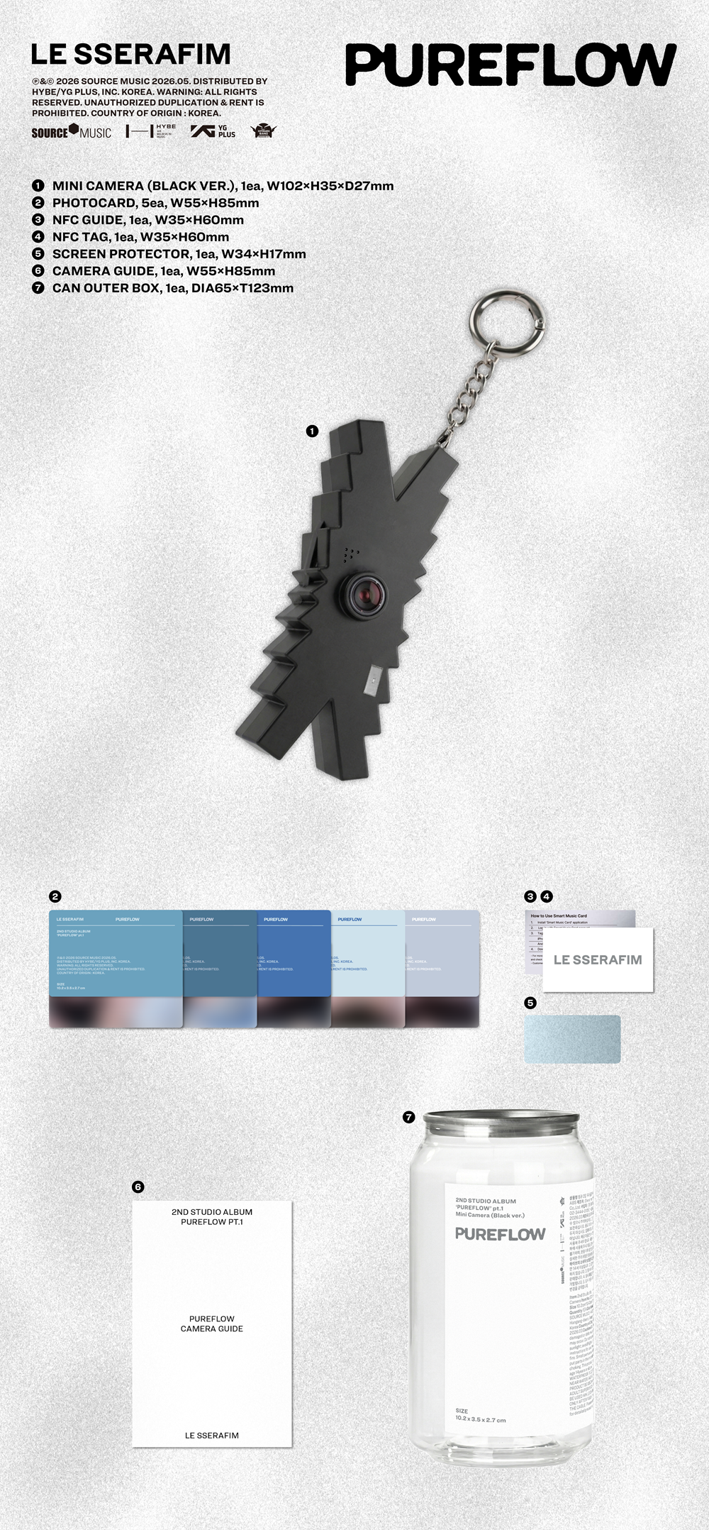 LE SSERAFIM - 'PUREFLOW' pt.1 (Mini Camera Black ver.) – Kpop LE SSERAFIM - 'PUREFLOW' pt.1 (Mini Camera Black ver.) – Kpop