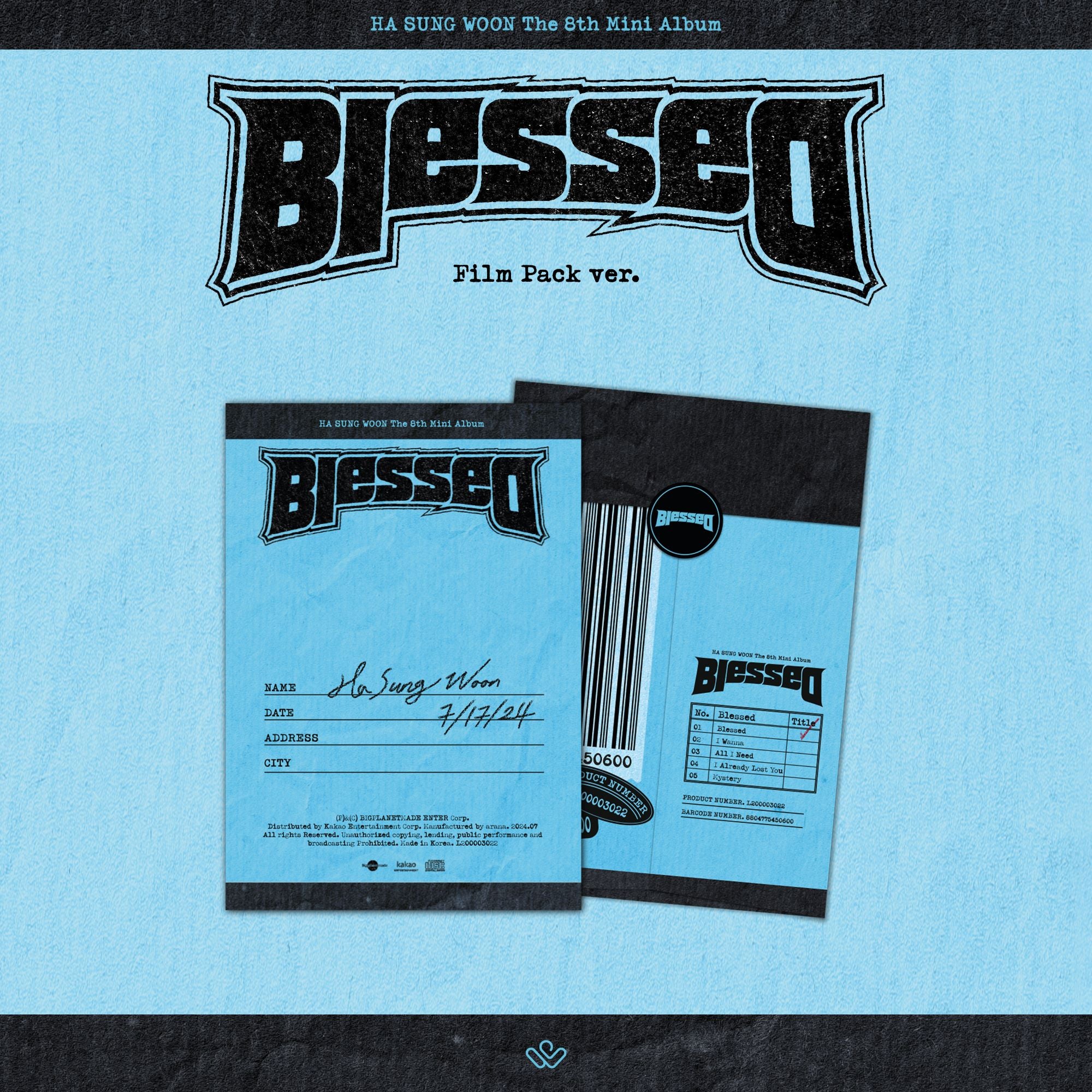 HA SUNG WOON - Blessed (Film Pack ver.)