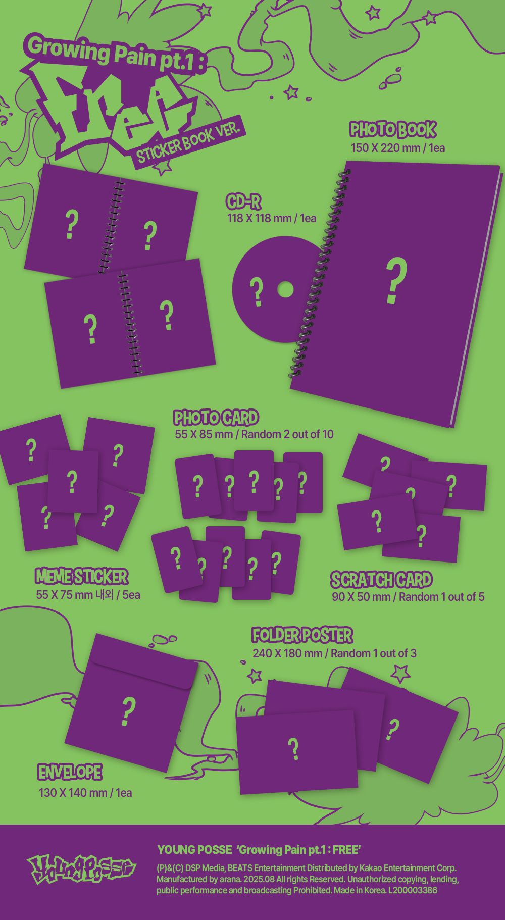 YOUNG POSSE - Growing Pain pt.1 : FREE (Sticker Book ver.)