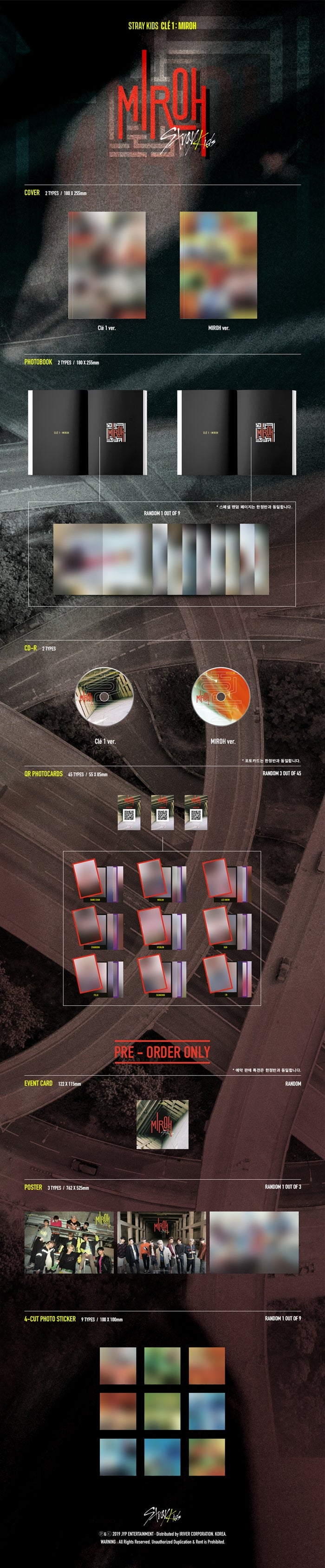 straykids MIROH アルバム 限定版 Stray Kids、韓国ミニ・アルバム『Cle 1: MIROH』＜限定盤